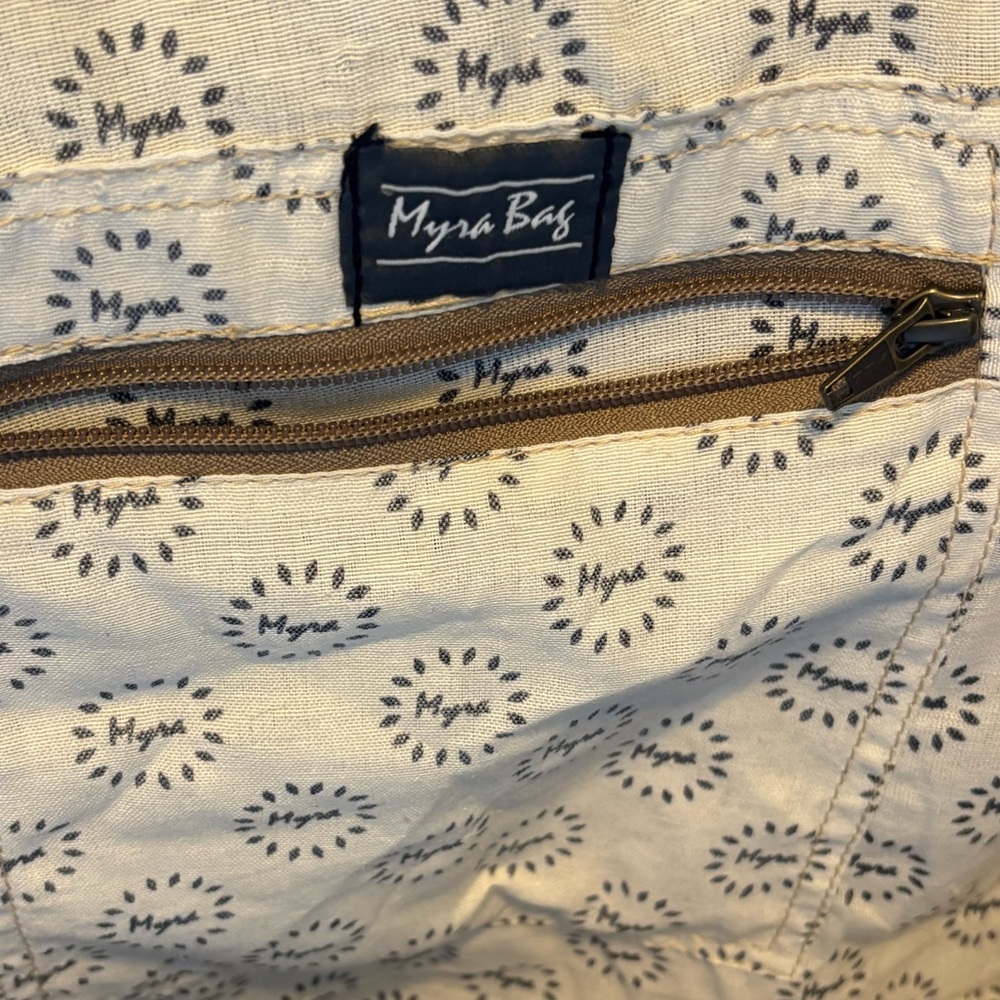 Myra Bag Floral Canvas & Leather Tote with Cowhide accent - Picture 5 of 5